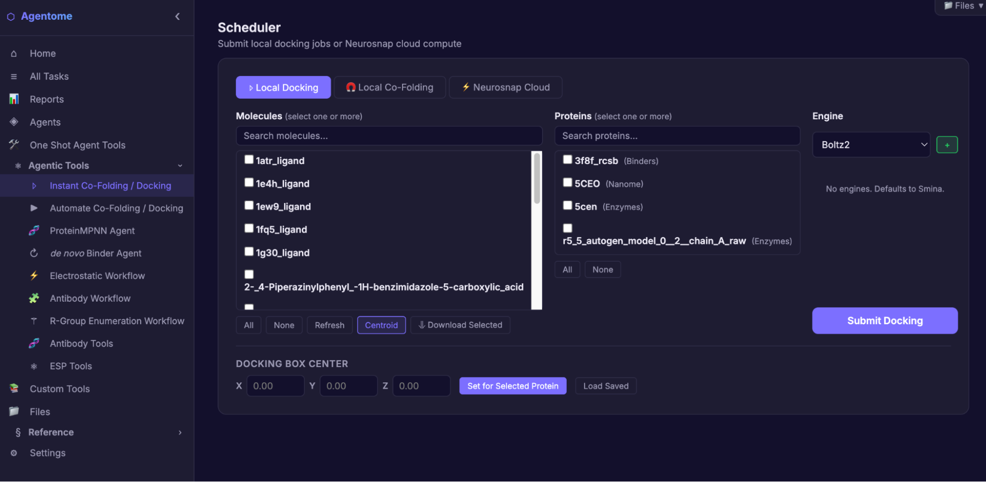 Instant Co-Folding / Docking interface